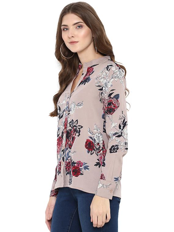 floral band collar shirt - 15791734 - Standard Image - 1