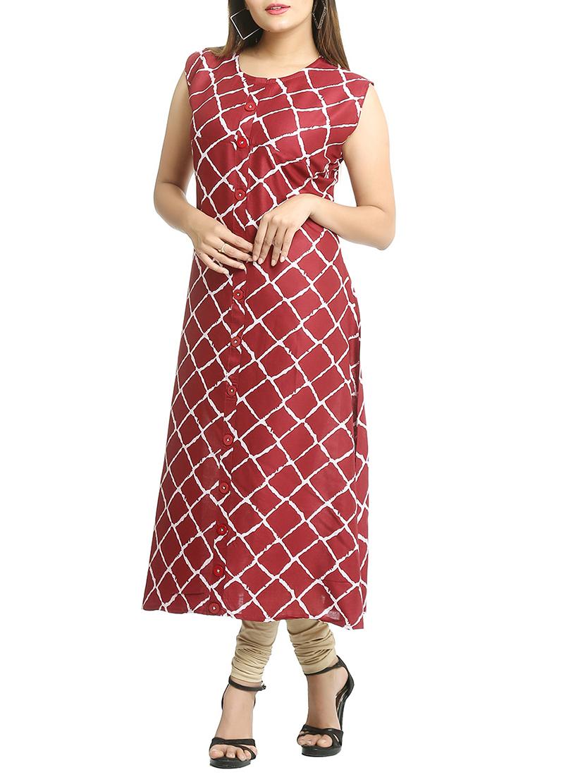 checkered a-line kurta - 15791949 - Standard Image - 1