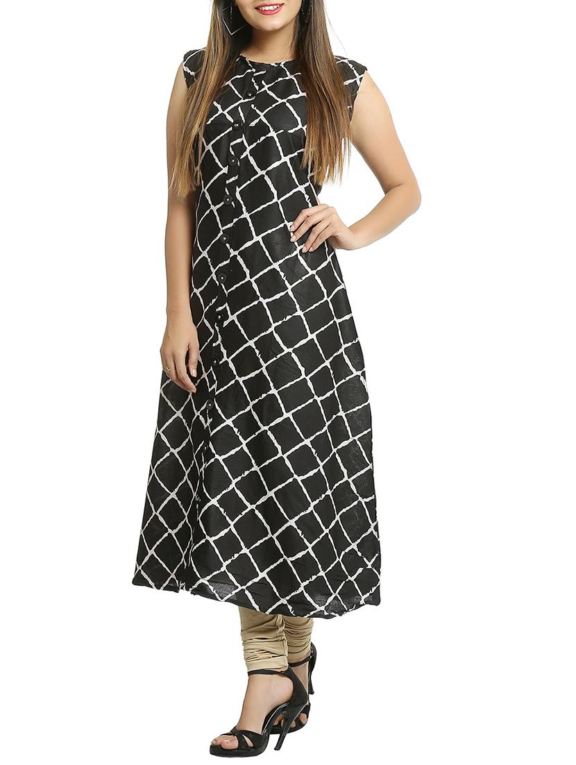 checkered a-line kurta - 15791950 -  Standard Image - 1