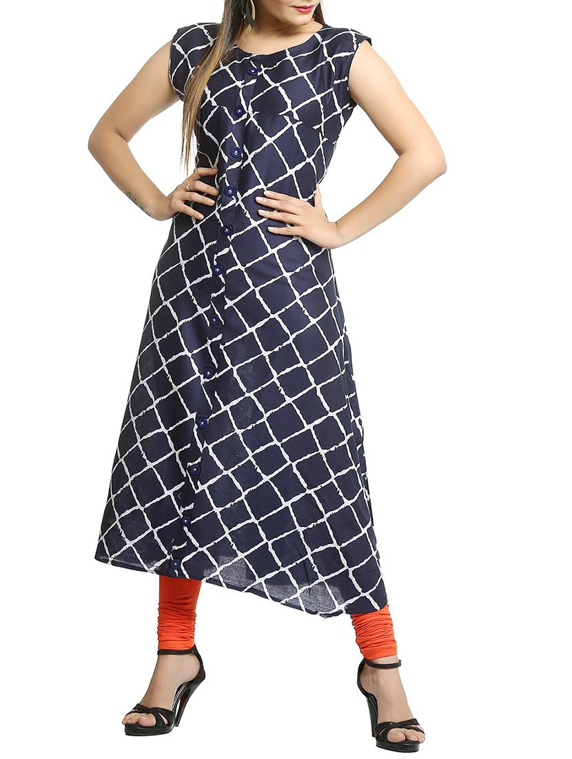 checkered a-line kurta - 15791952 -  Standard Image - 1