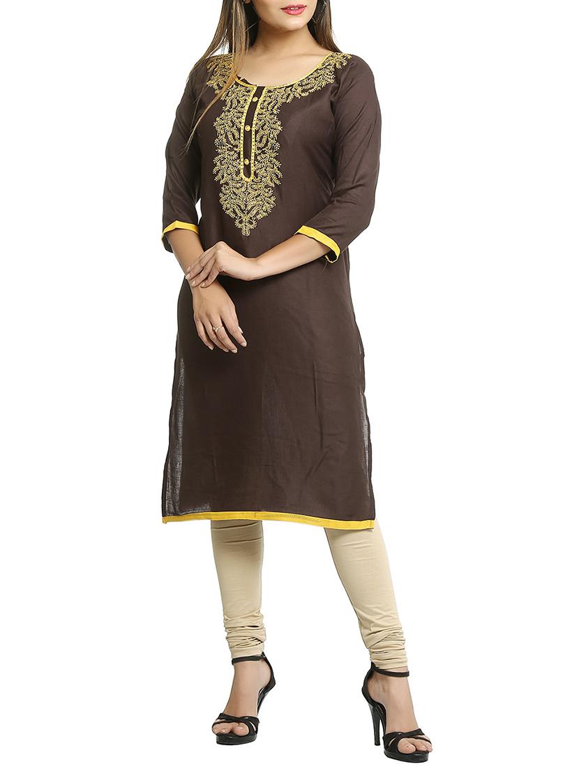 embroidered straight kurta - 15791994 -  Standard Image - 1