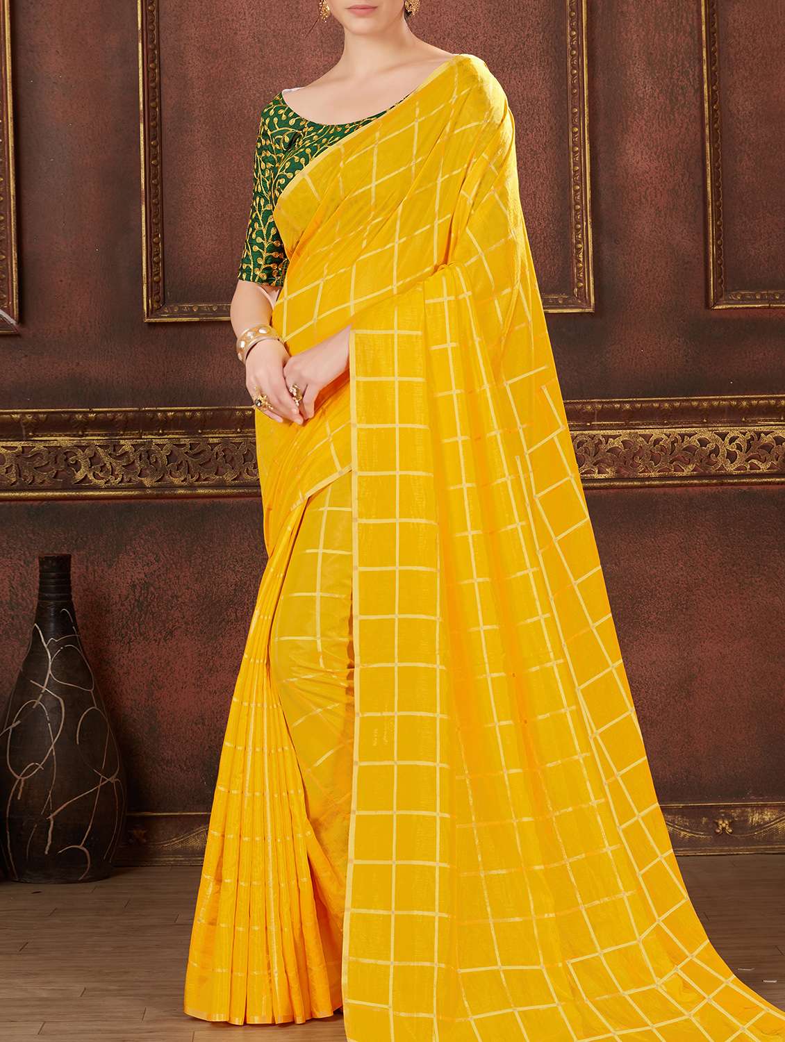 zari stripe saree with blouse with blouse