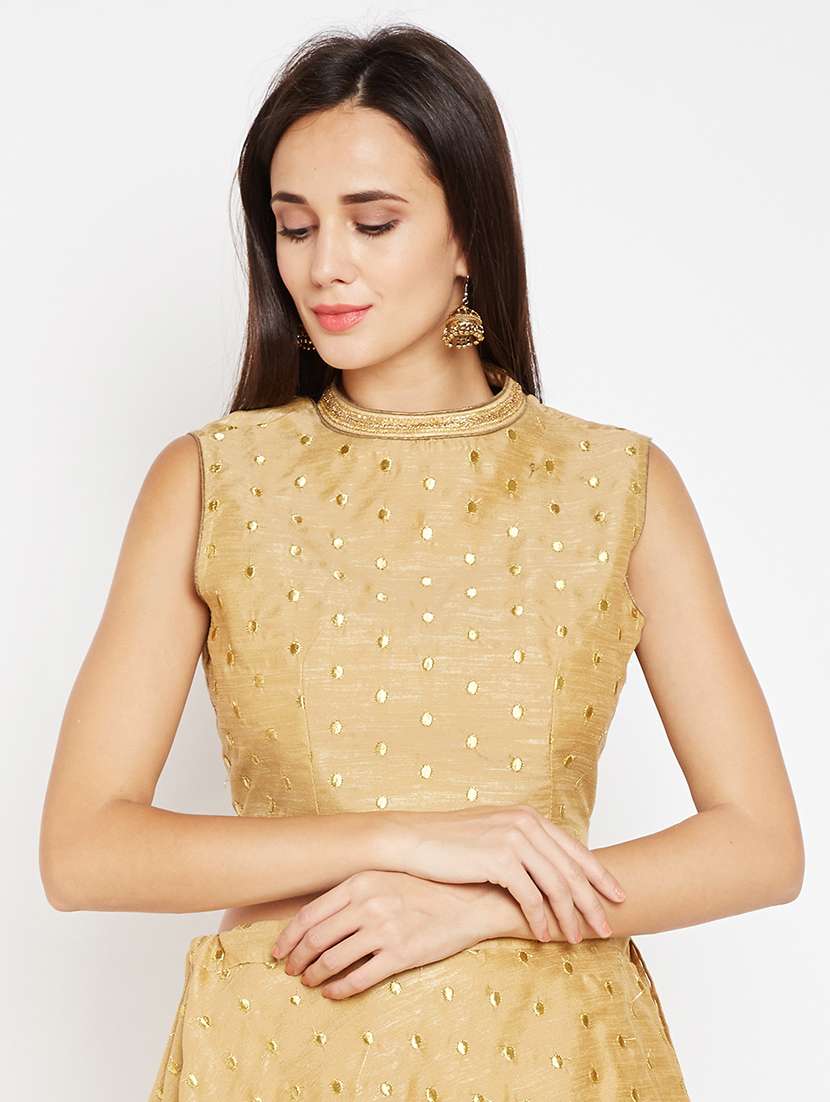 embroidered dupion crop blouse