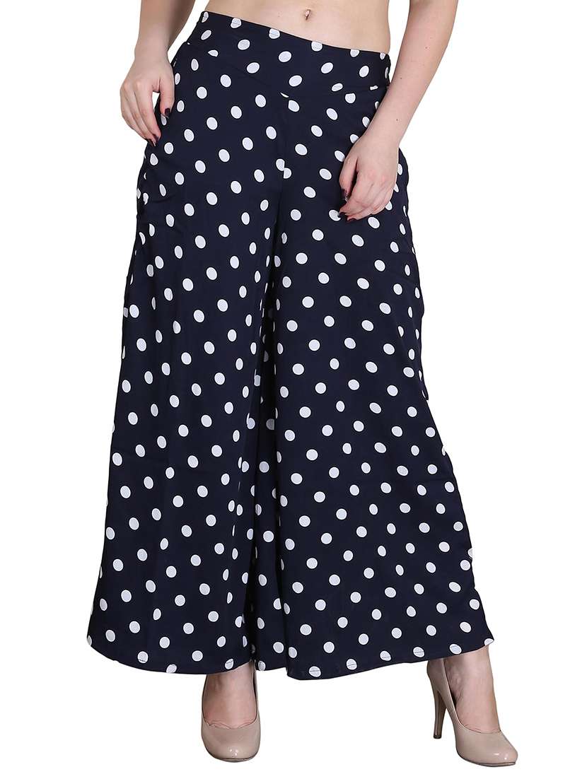 polka dotted flared palazzo