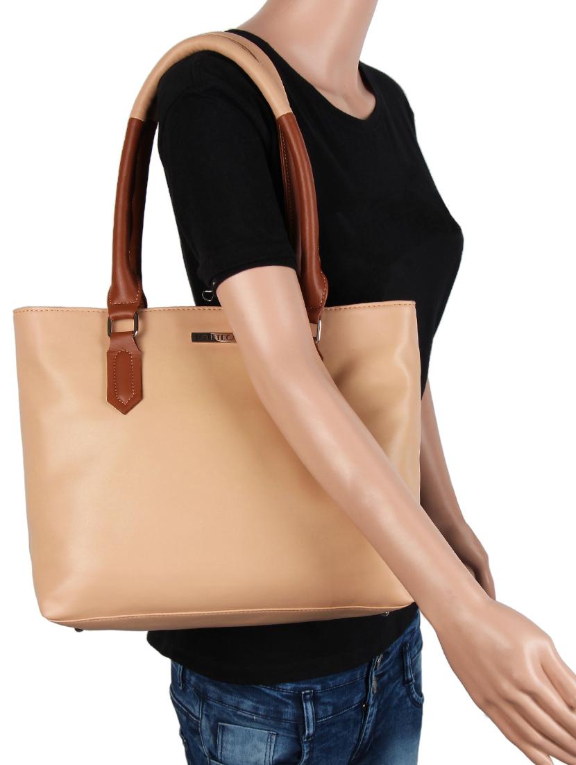 beige leatherette (pu) handbag - 15797792 - Standard Image - 4