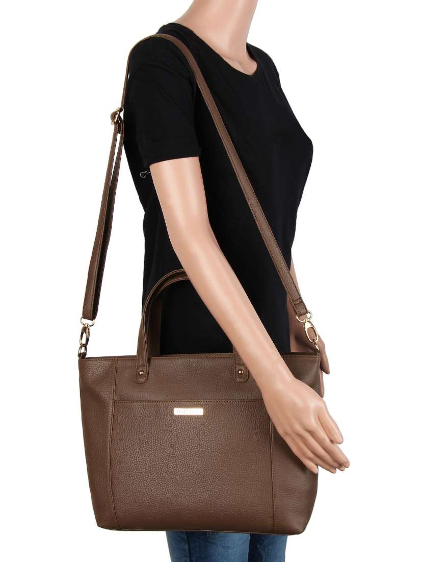 brown leatherette (pu) handbag - 15797805 - Standard Image - 4