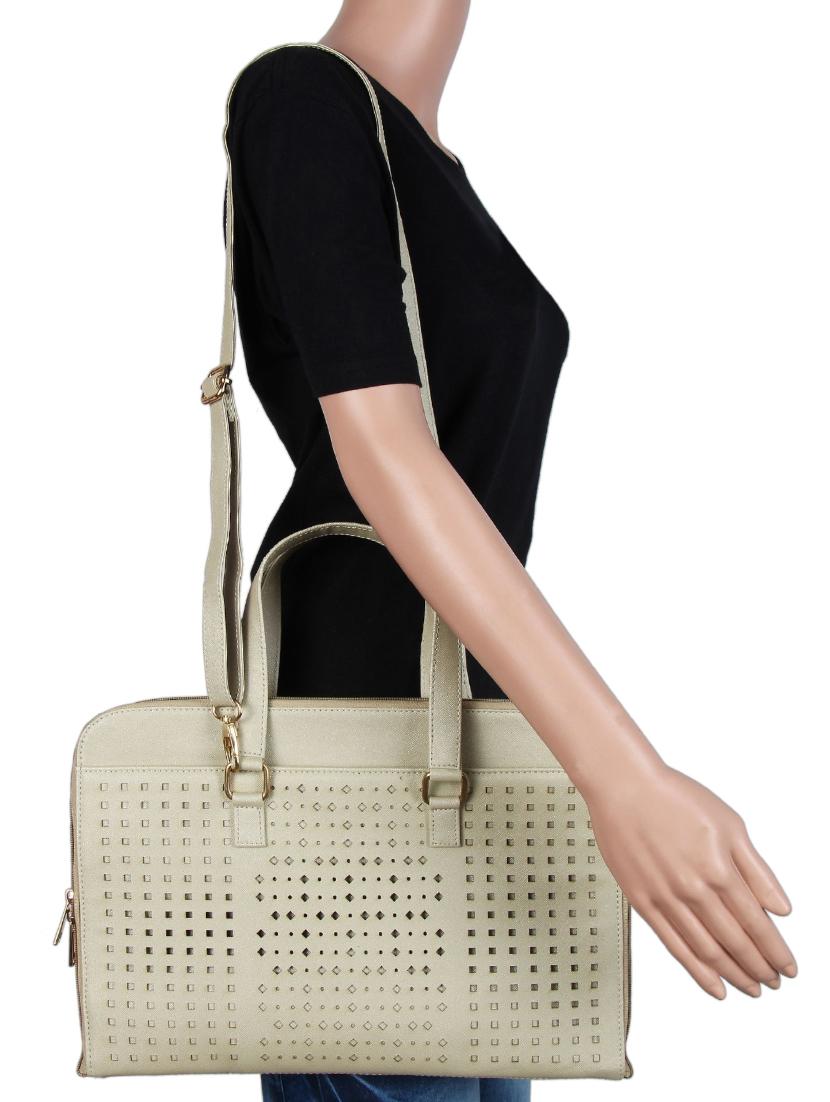 off white leatherette (pu) laptop laptop bag - 15797855 - Standard Image - 4