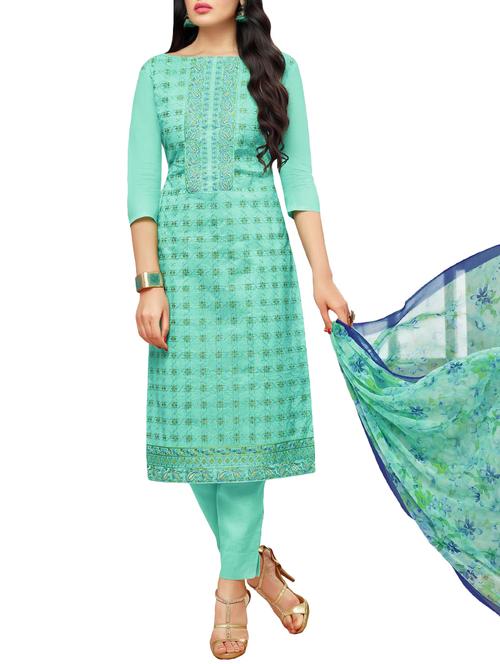 embroidered unstitched churidaar suit - 15798043 - Standard Image - 0