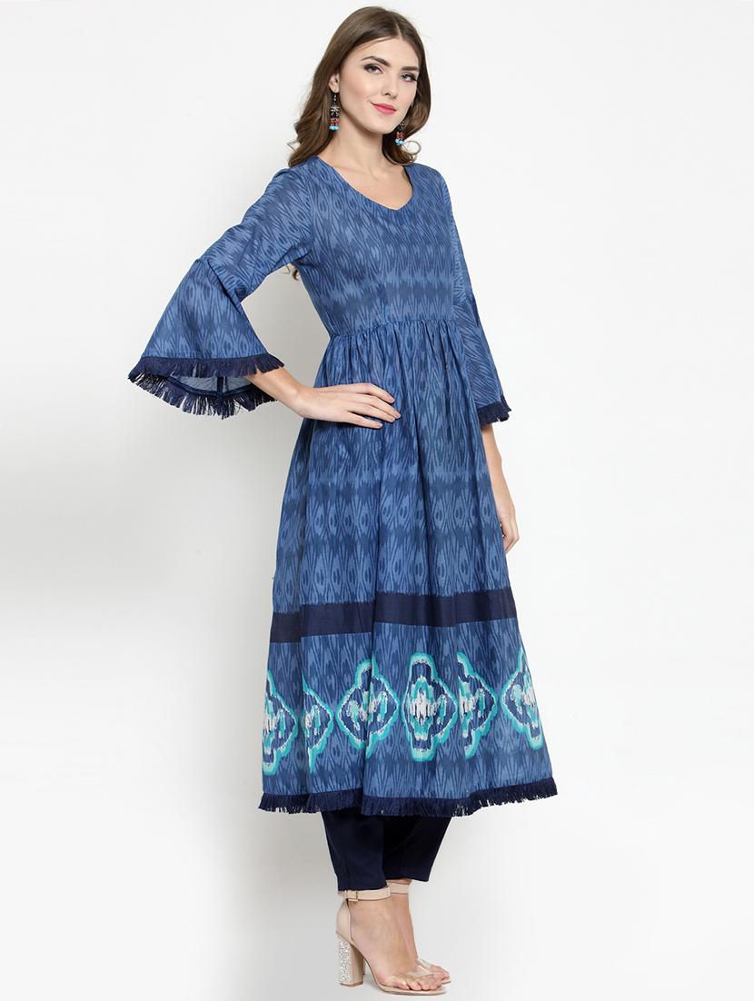 flared bell sleeves kurta - 15799811 - Standard Image - 1