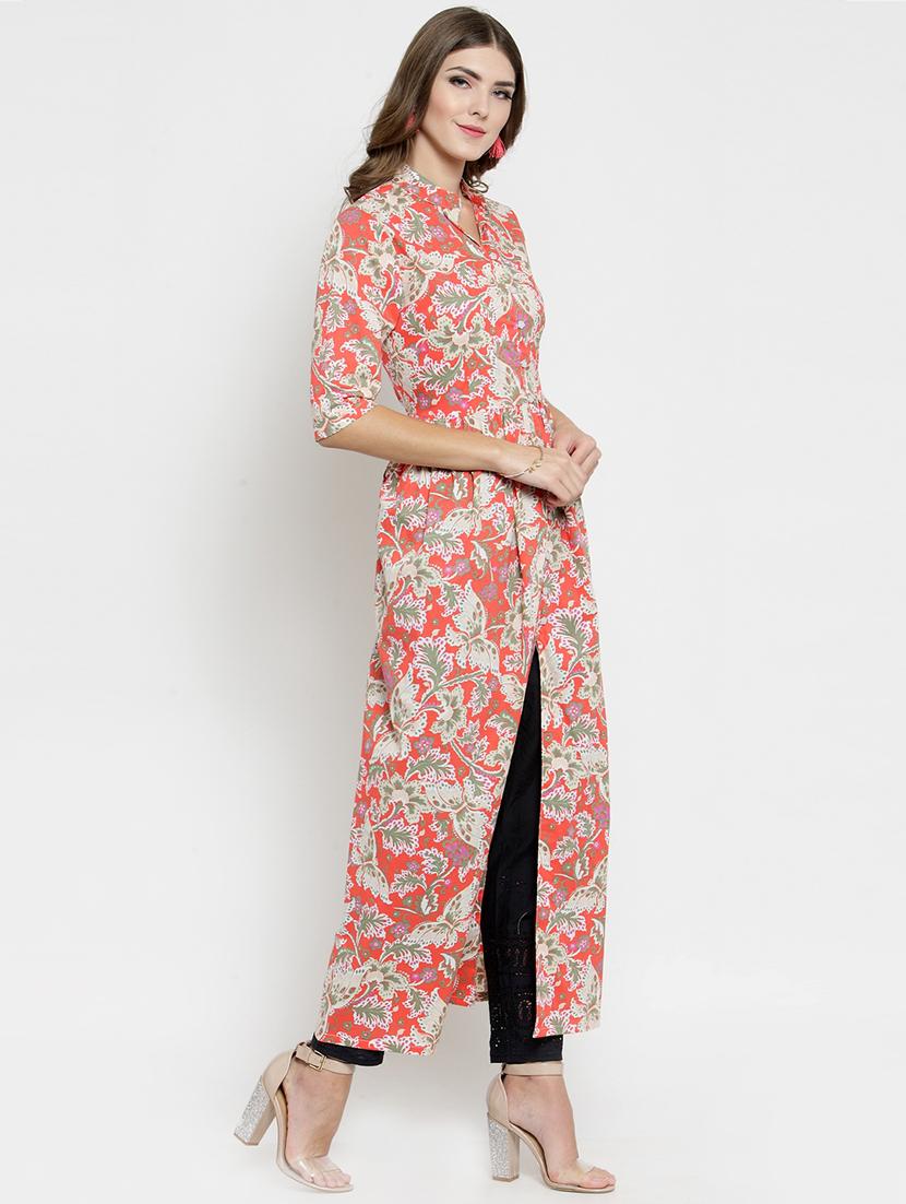 printed front slit kurta with palazzo set - 15799830 - Standard Image - 1