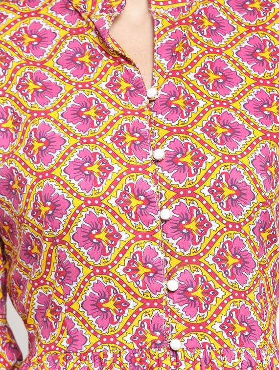 printed flared front slit kurta with skirt set - 15799835 -  Standard Image - 4