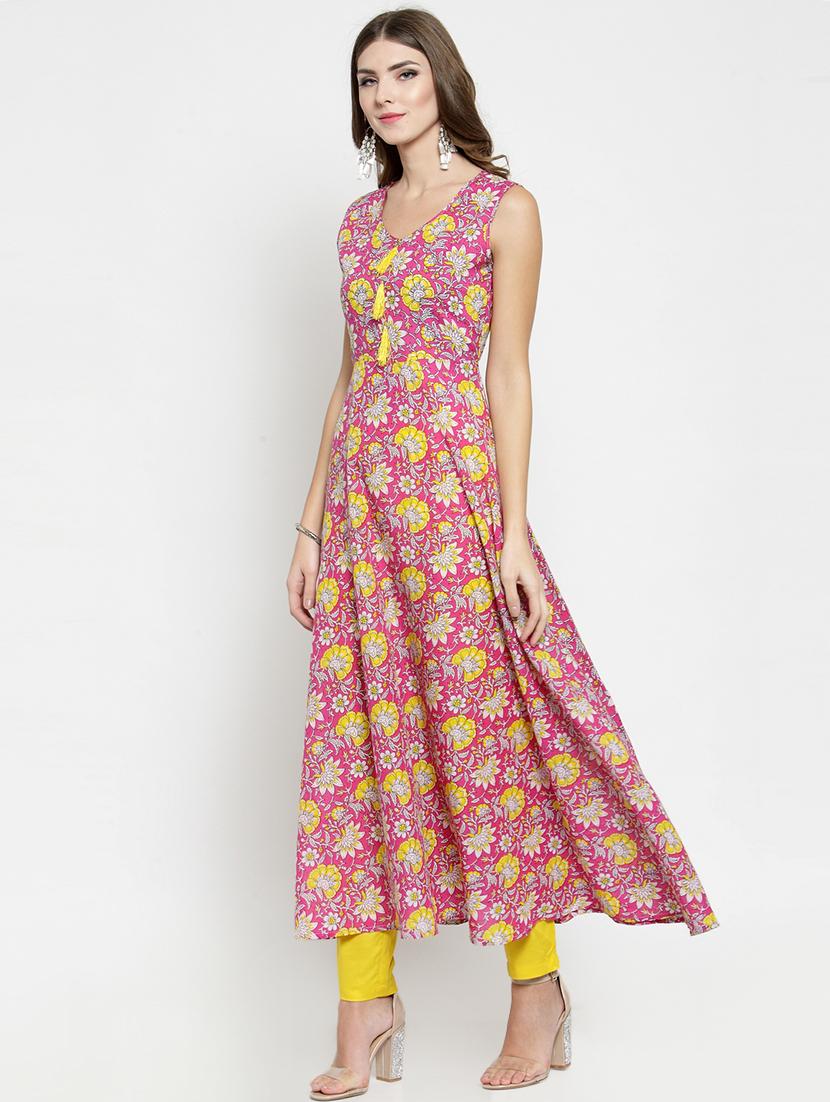 floral flared kurta with pant set - 15799858 - Standard Image - 1