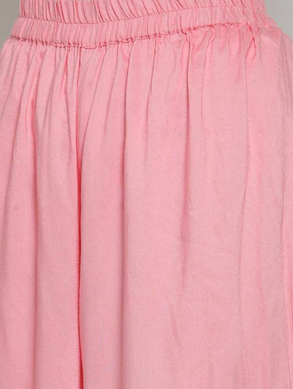 floral front drawstring flared kurta with palazzo set - 15799865 -  Standard Image - 4