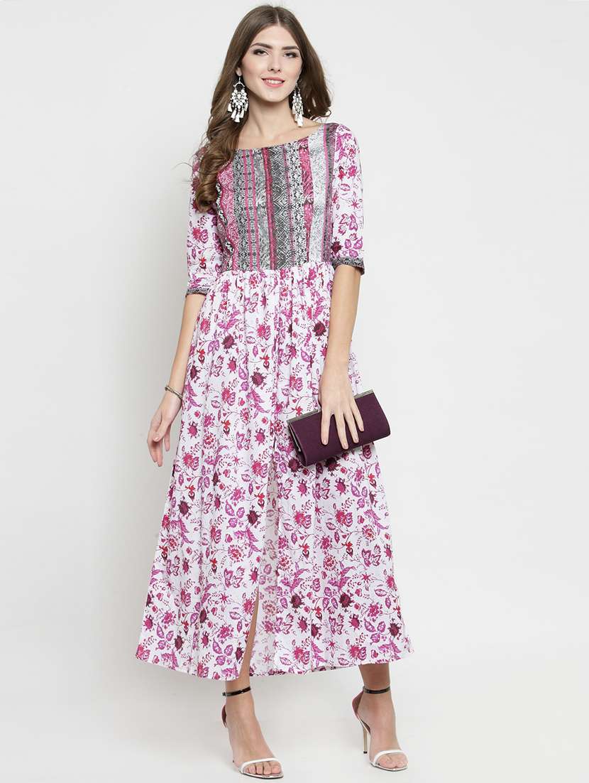 boat neck front slit maxi dress
