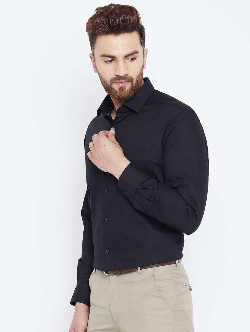 black cotton formal shirt - 15800437 -  Standard Image - 1