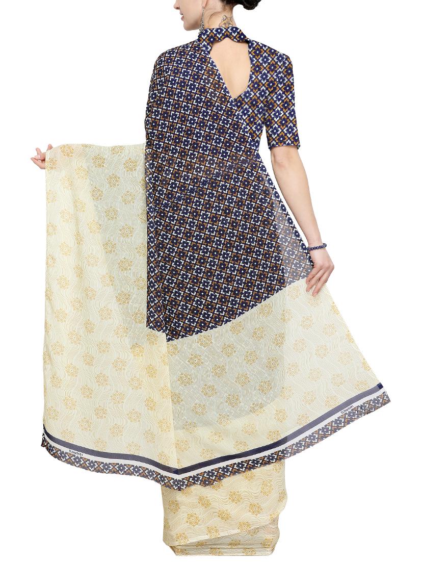 floral motif printed saree with blouse - 15800471 - Standard Image - 1