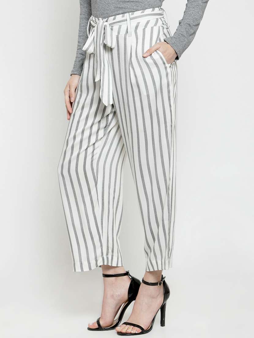 self tie striped trouser - 15800772 -  Standard Image - 1