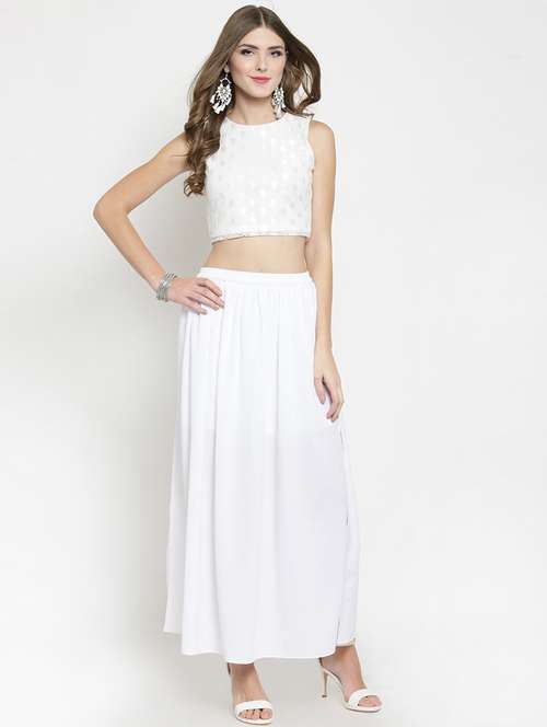 laced crop top and skirt set - 15800863 -  Standard Image - 0