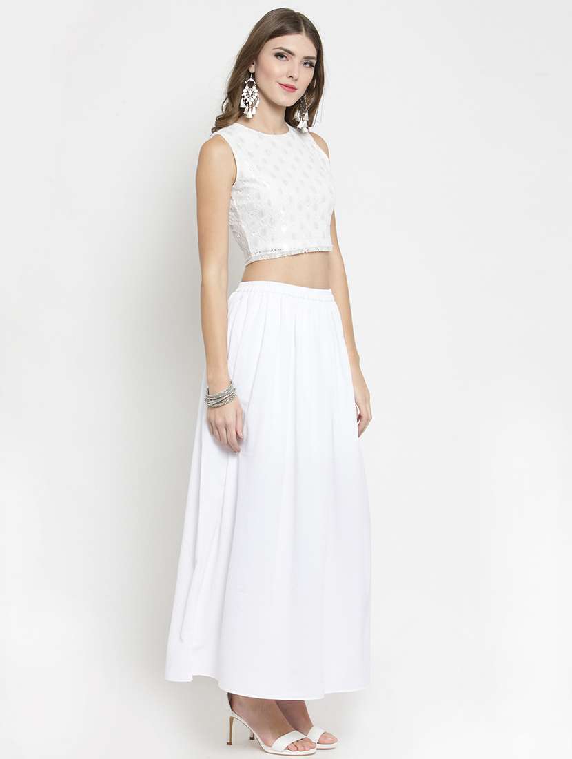 laced crop top and skirt set - 15800863 -  Standard Image - 1