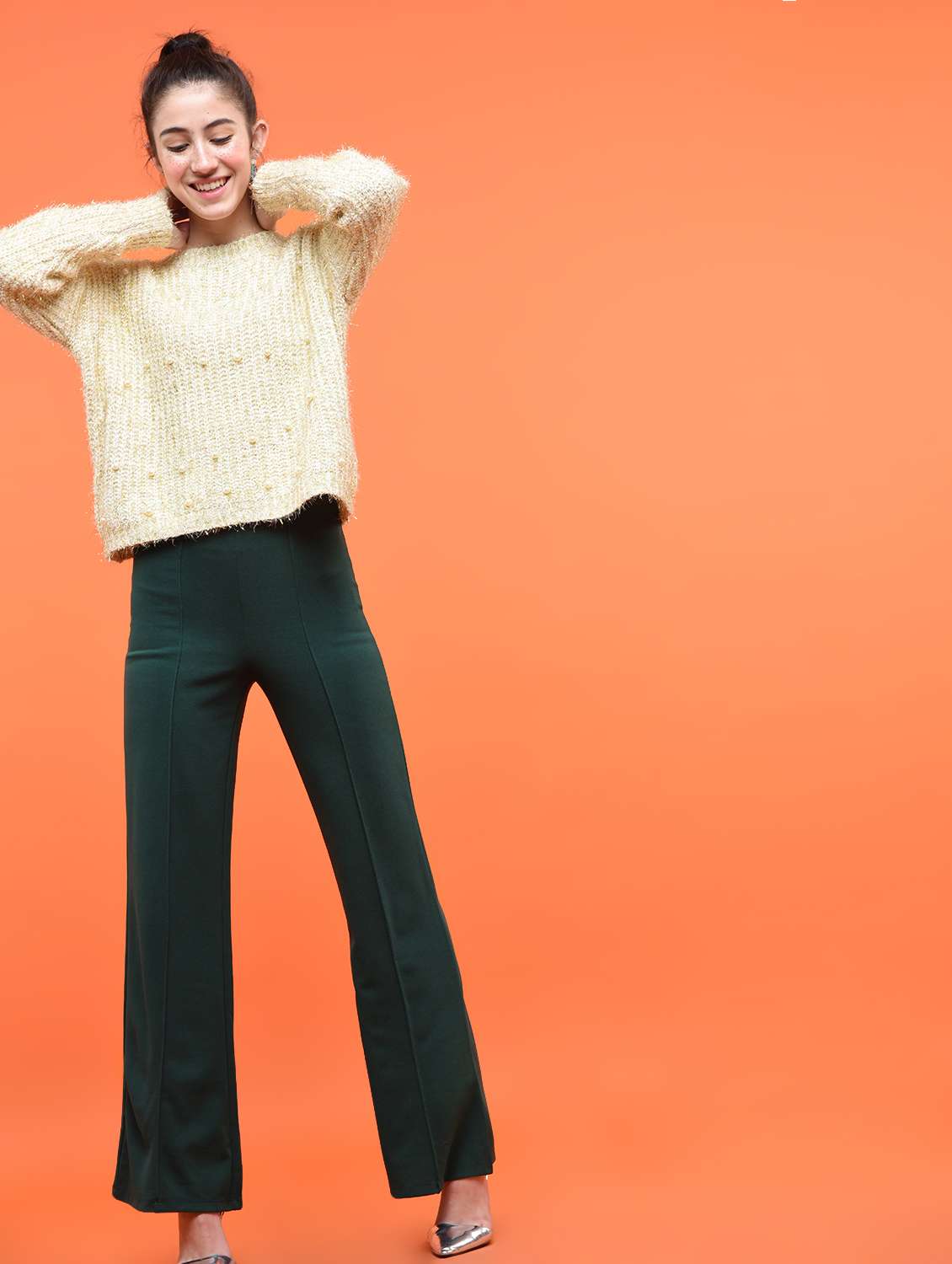 pearl embellished dropped shoulder pullover