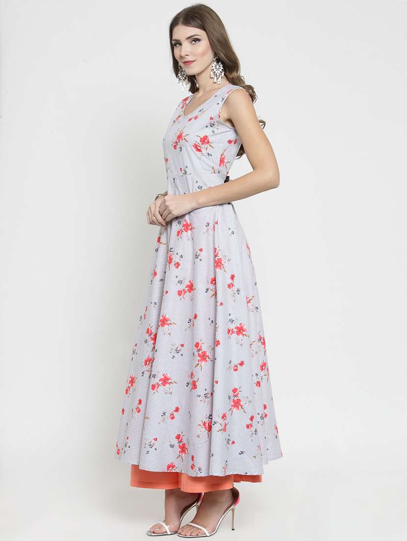 floral flared kurta with palazzo set - 15802792 -  Standard Image - 1