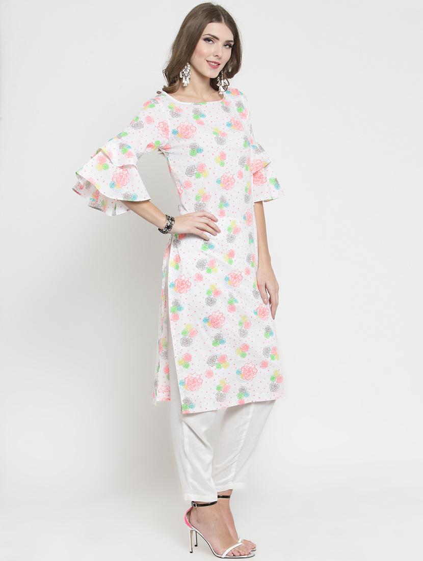 floral layered kurta with pant set - 15802798 - Standard Image - 1