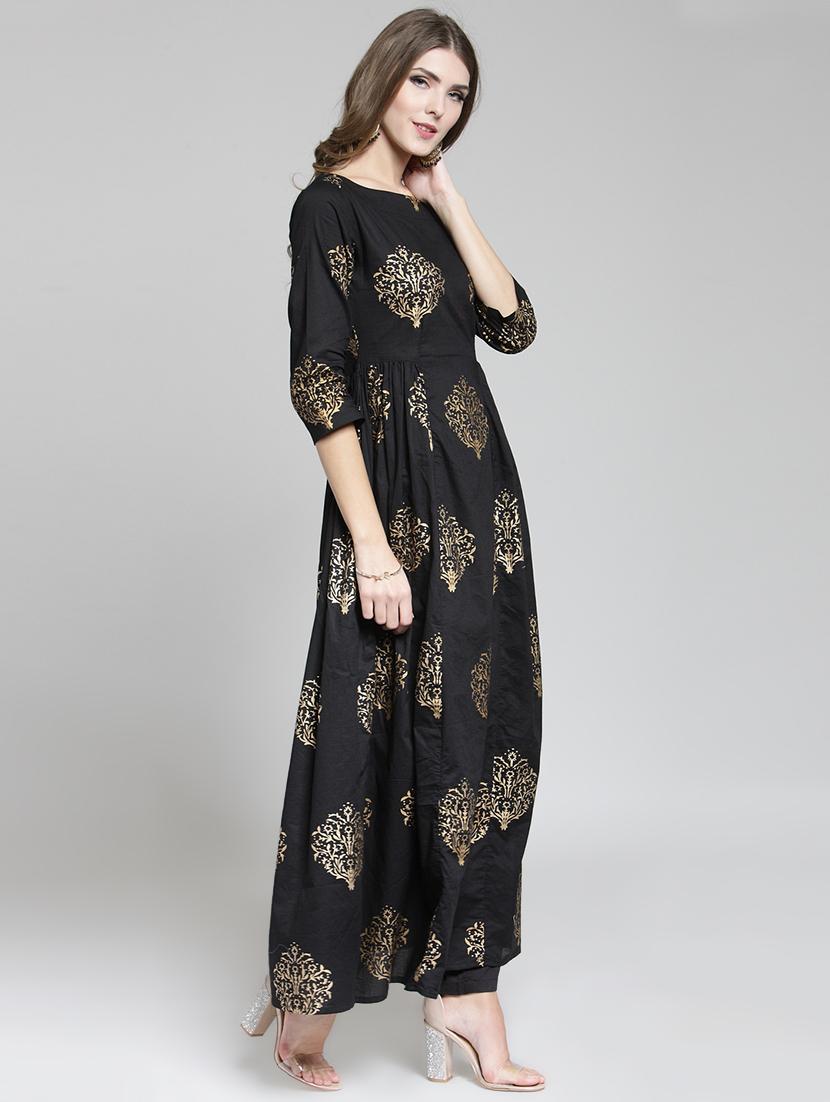 foil printed kurta with pant set - 15802800 - Standard Image - 1