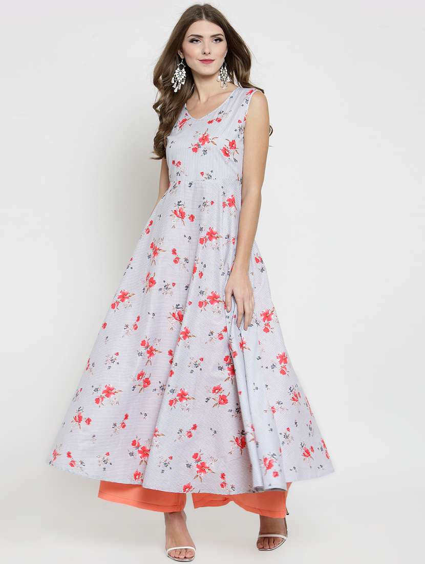 floral printed flared kurta