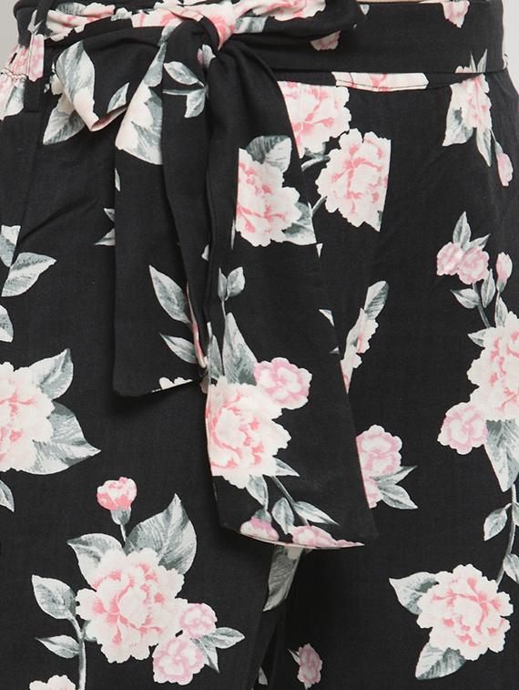 tie up waist floral trouser - 15802839 - Standard Image - 4
