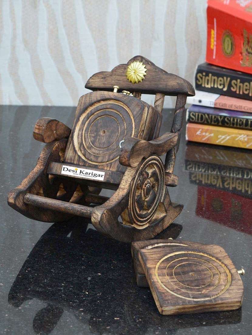 Miniature Rocking Chair Design Wooden Tea Coffee Coaster Set