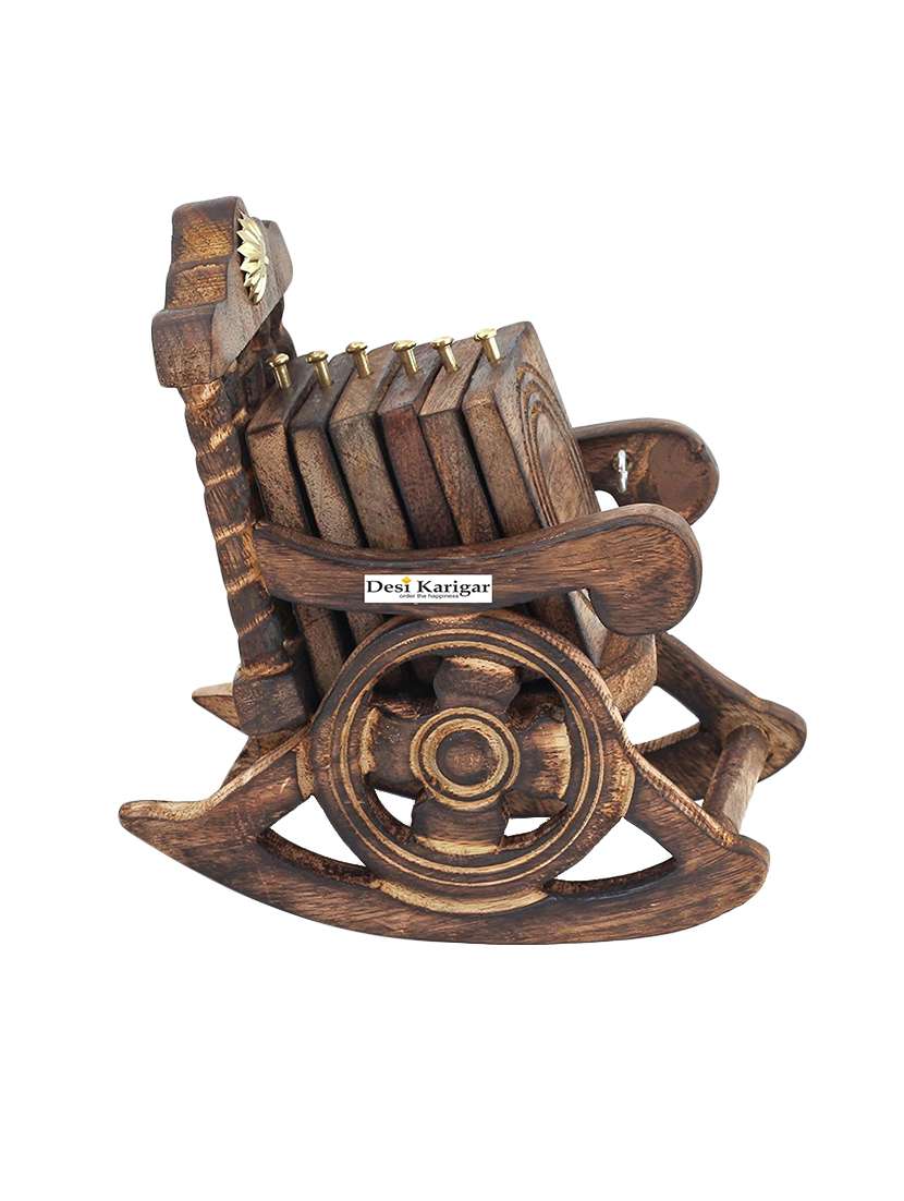 Miniature Rocking Chair Design Wooden Tea Coffee Coaster Set