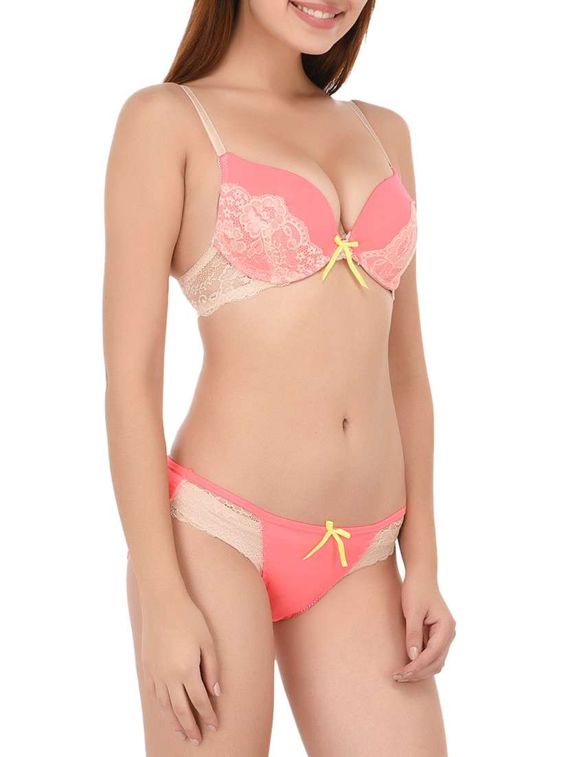laced push-up bra and hipster panty set - 15805483 - Standard Image - 1