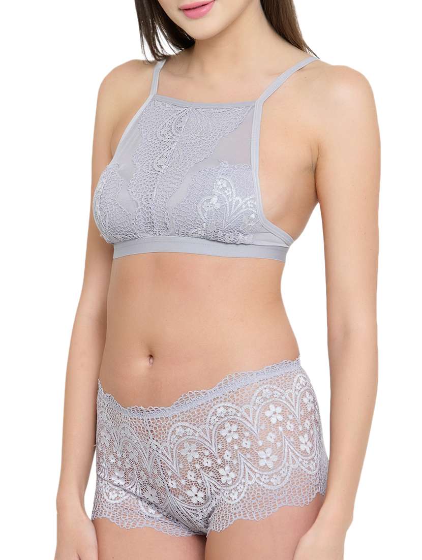 laced bralette and boy shorts set - 15806333 - Standard Image - 1