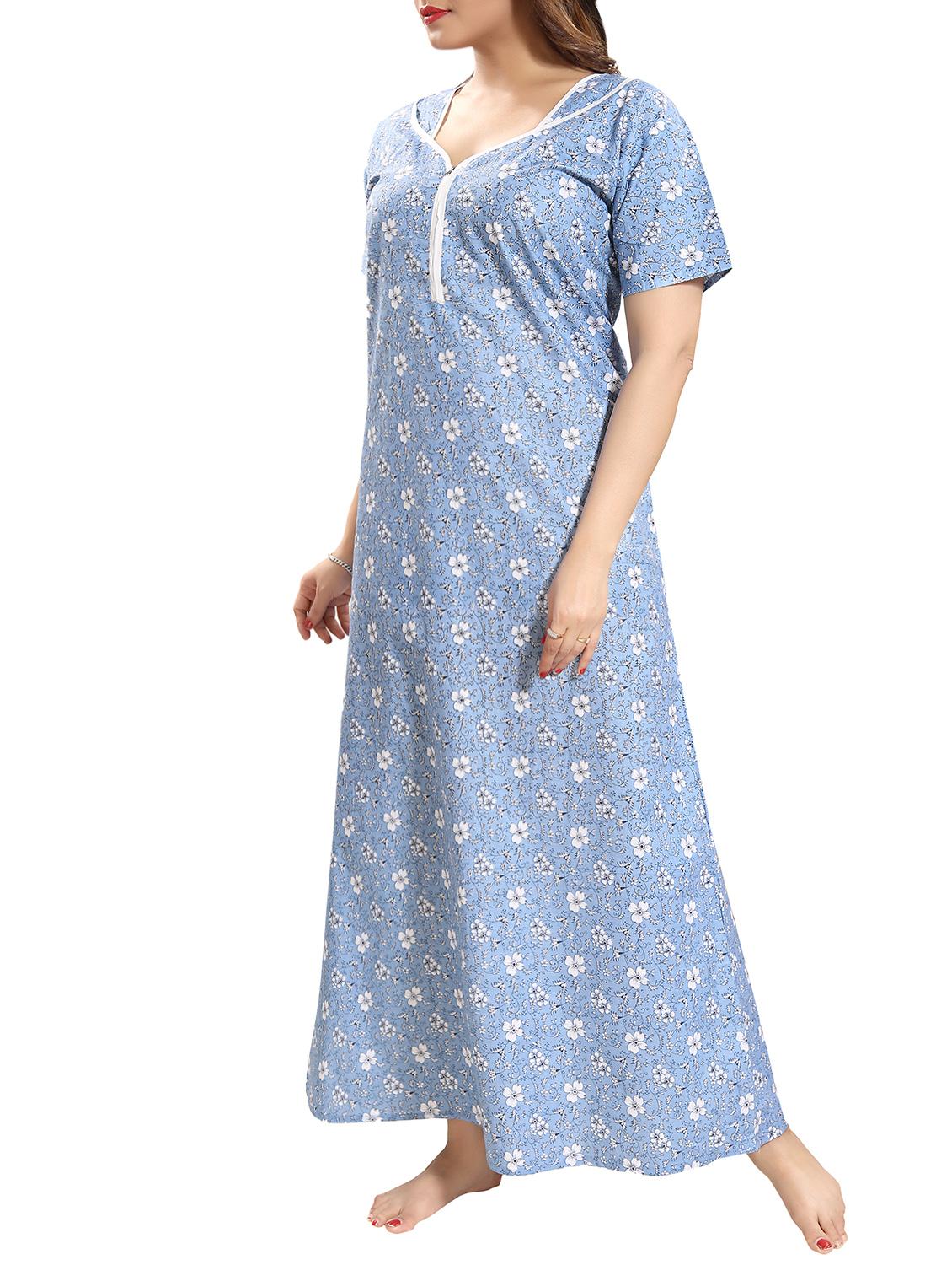 zipper detail floral nightwear gown - 15807892 -  Standard Image - 1