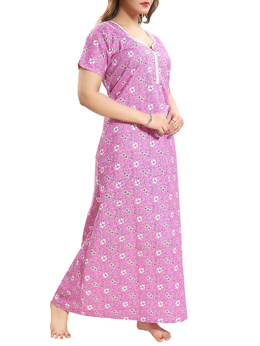 zipper detail floral nightwear gown - 15807894 - Standard Image - 1