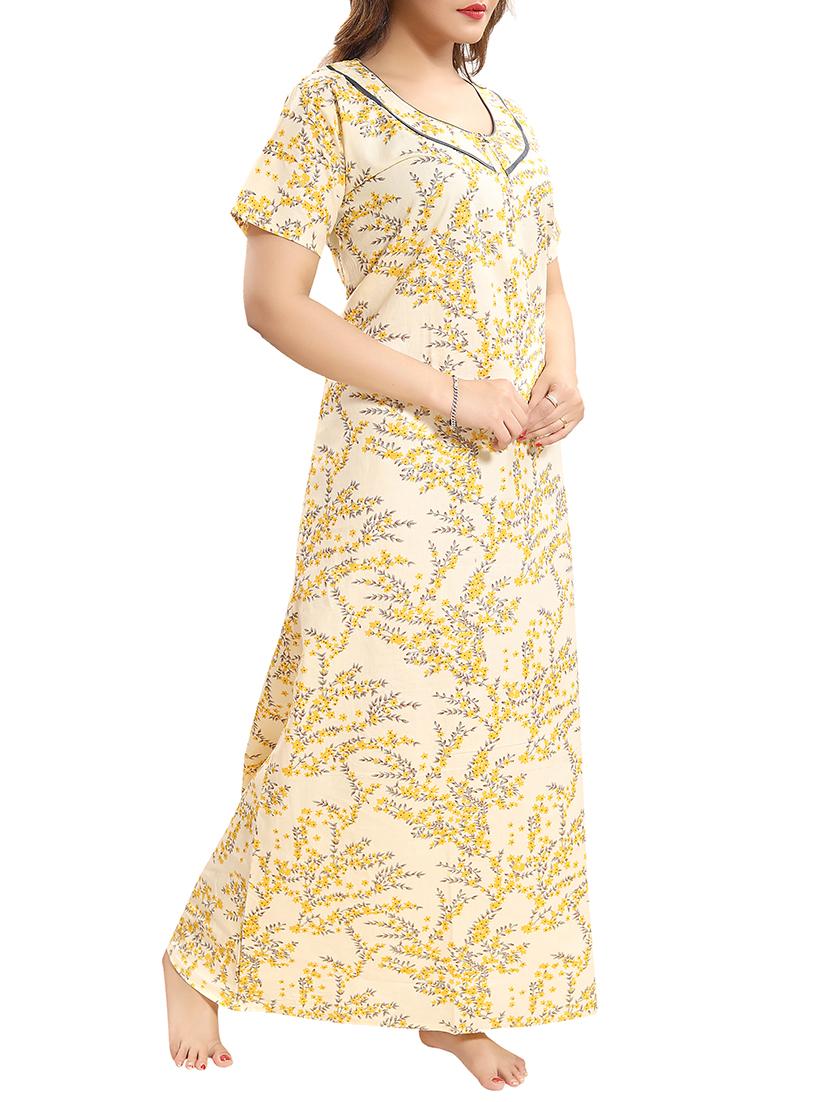 zipper detail floral nightwear gown - 15807901 - Standard Image - 1