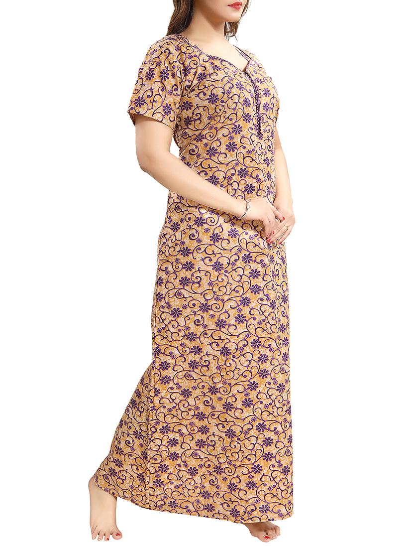zipper detail floral nightwear gown - 15807908 - Standard Image - 1