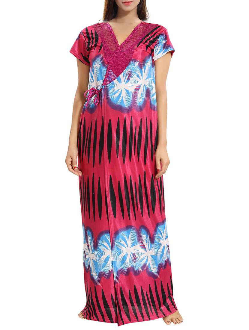 lace detail nighty with robe - 15807916 - Standard Image - 1