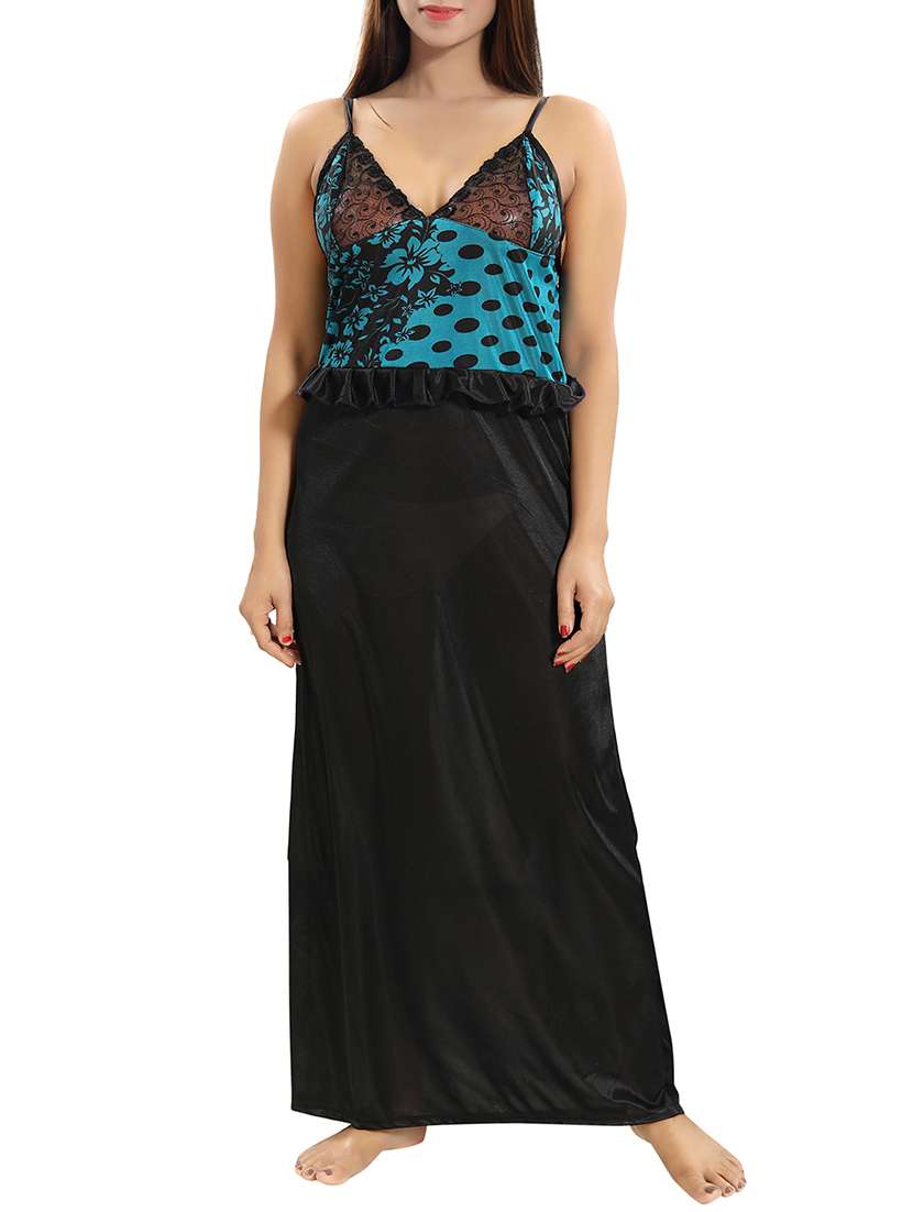 lace detail nighty with robe - 15807920 - Standard Image - 4