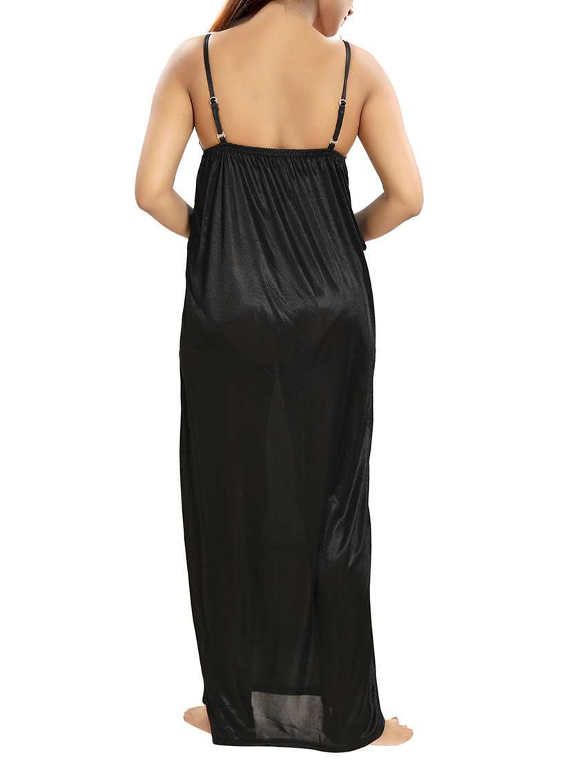 lace detail nighty with robe - 15807920 - Standard Image - 6