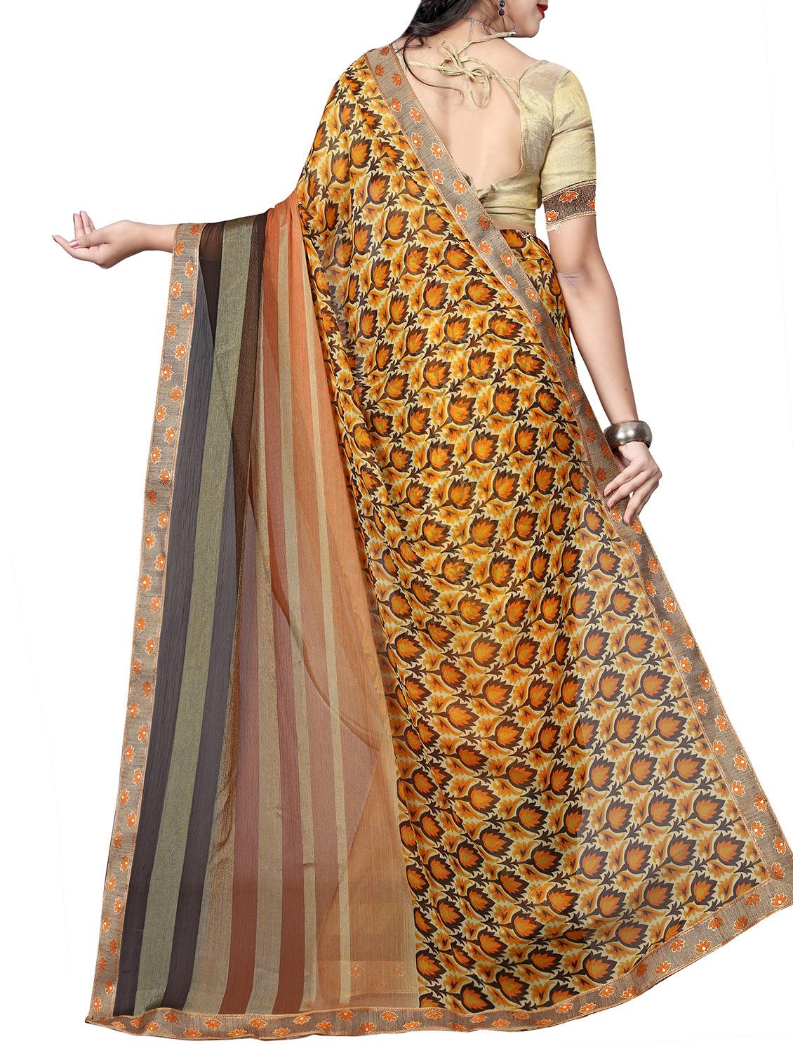 floral motif printed saree with blouse - 15809207 - Standard Image - 1