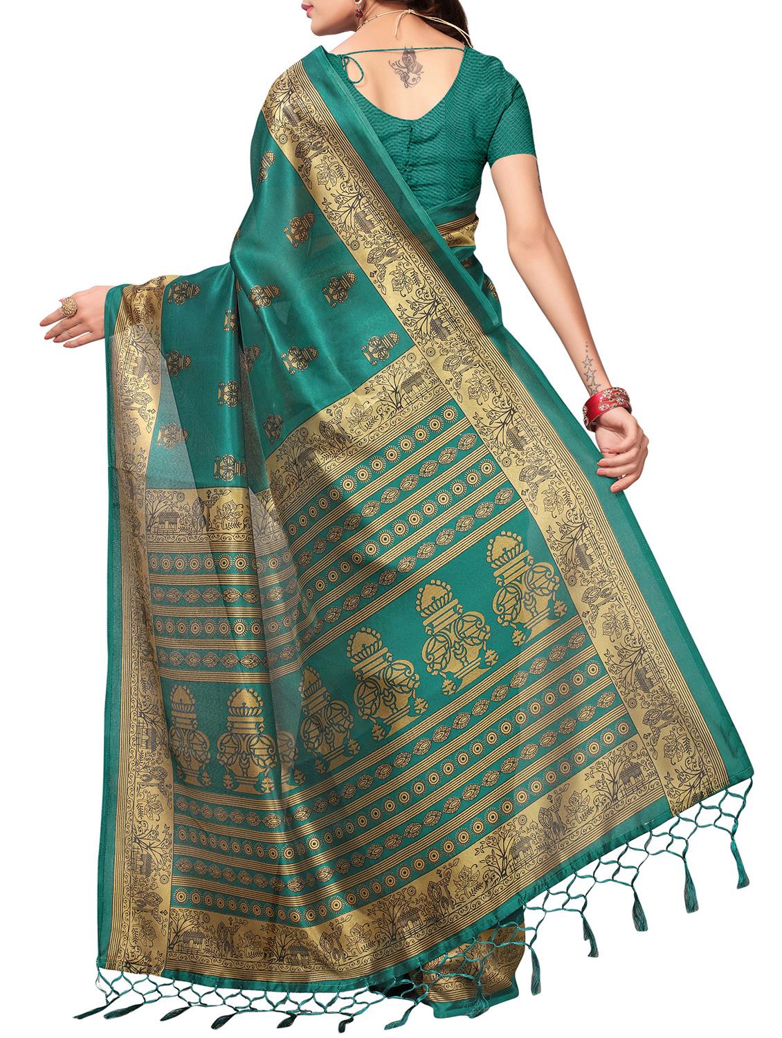 conversational printed saree with blouse - 15809212 - Standard Image - 1