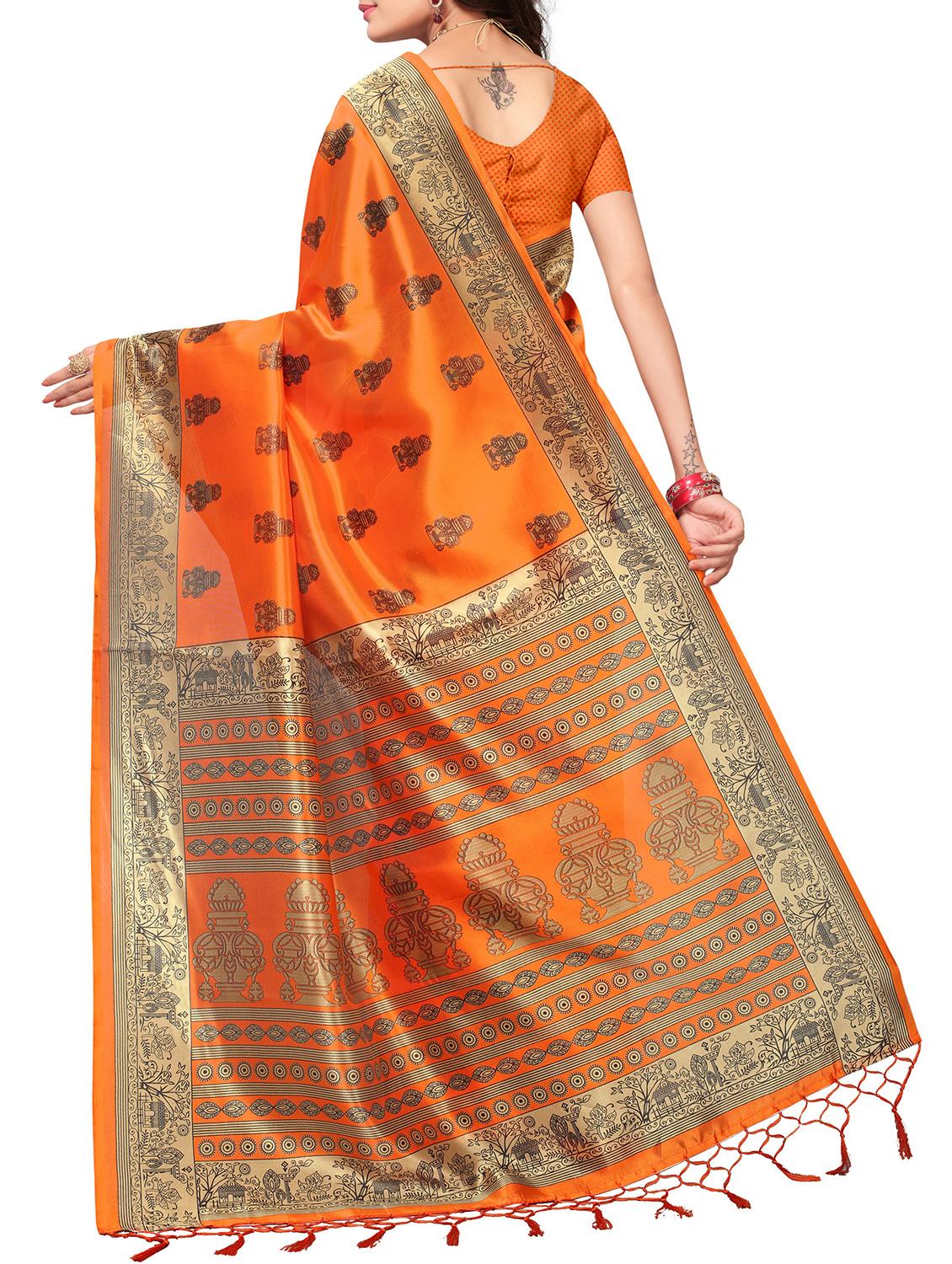 conversational printed saree with blouse - 15809213 - Standard Image - 1