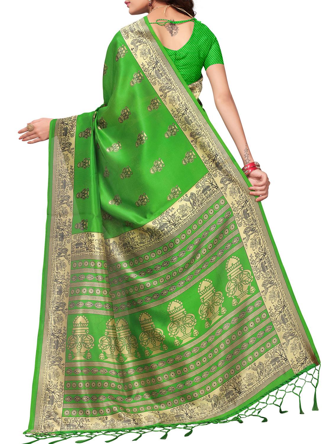 ethnic motif printed saree with blouse - 15809216 -  Standard Image - 1