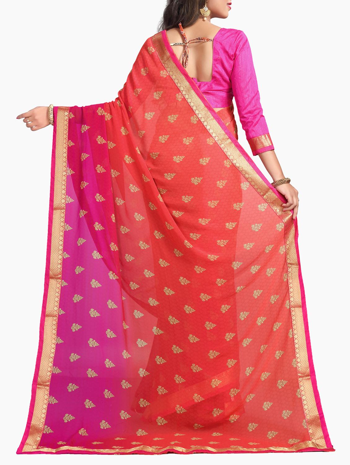 ethnic motif printed saree with blouse - 15809217 -  Standard Image - 1