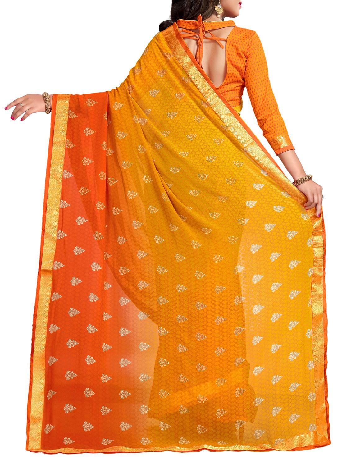 floral printed saree with blouse - 15809223 - Standard Image - 1