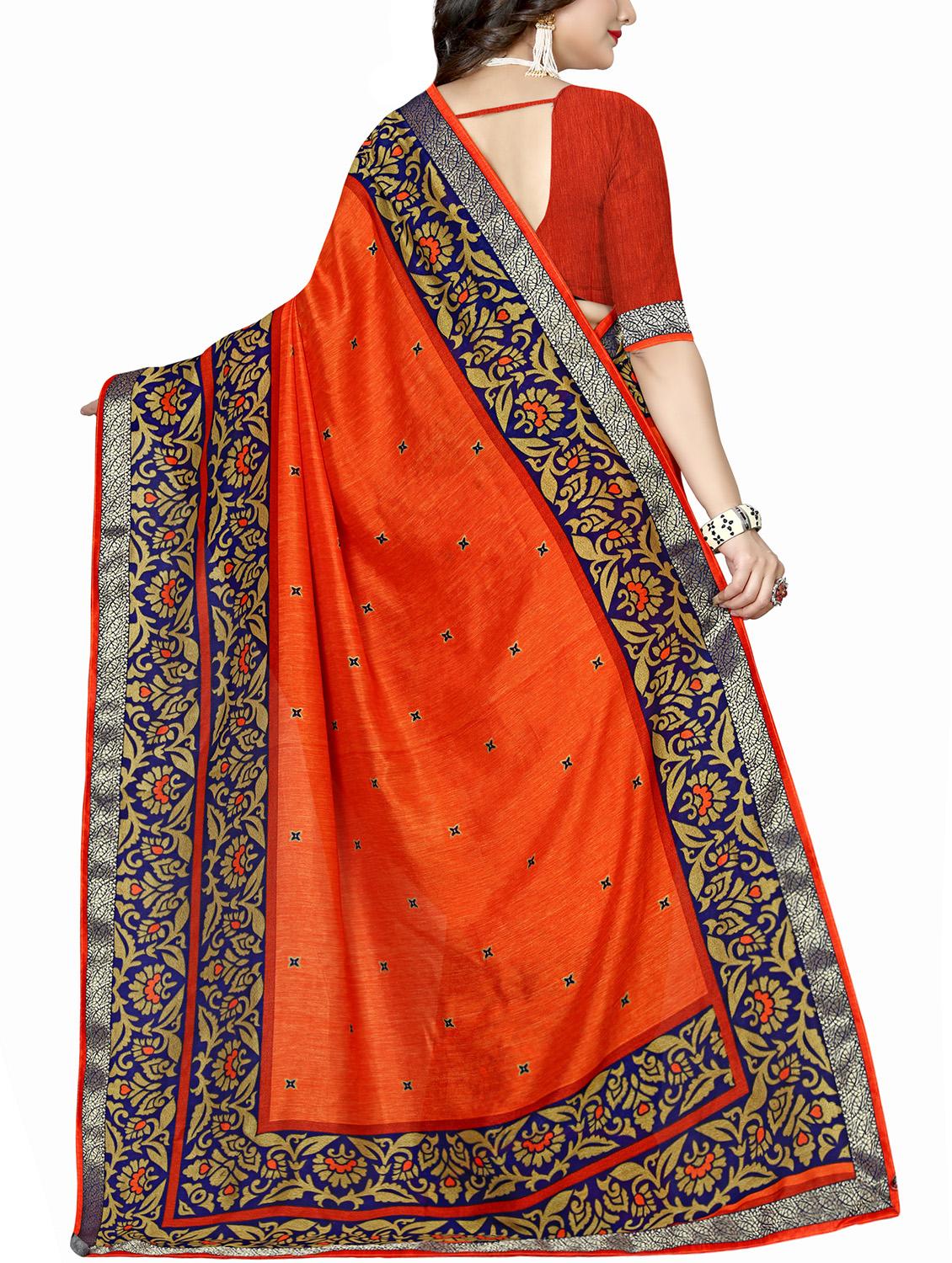 checkered border solid saree with blouse - 15809263 -  Standard Image - 1