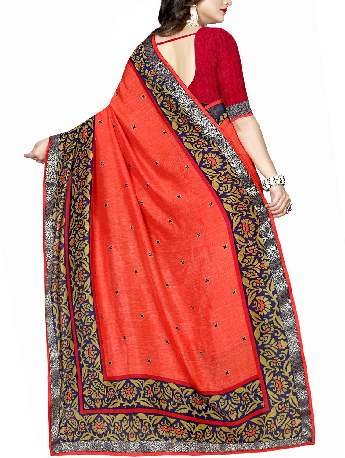 checkered border solid saree with blouse - 15809265 -  Standard Image - 1