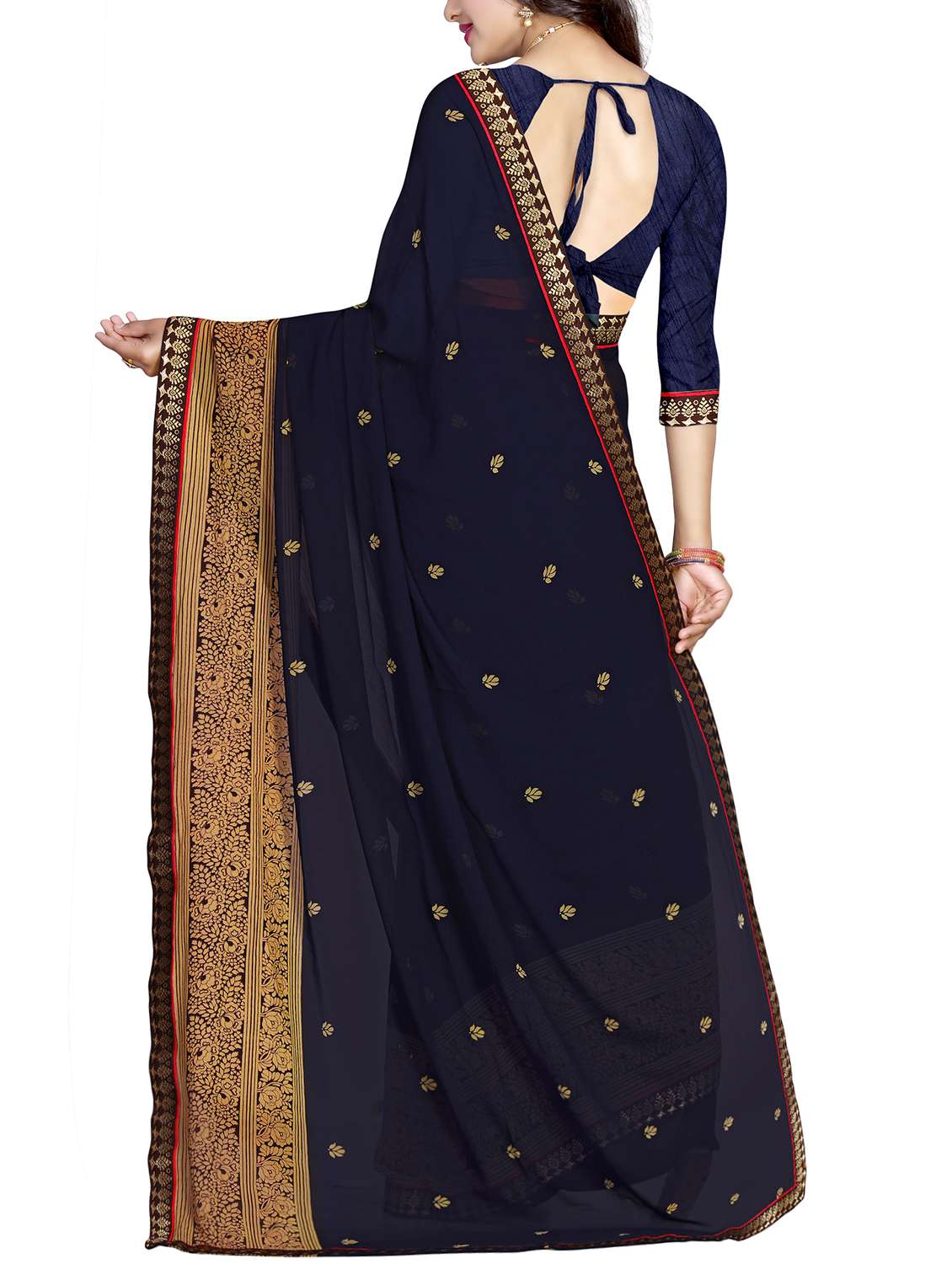 floral motif printed saree with blouse - 15809267 - Standard Image - 1