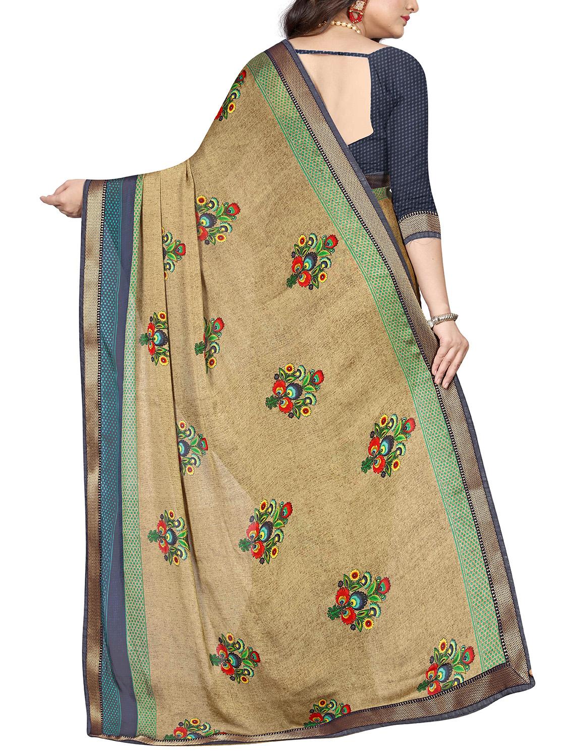 floral motif printed saree with blouse - 15809269 - Standard Image - 1
